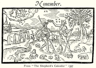 november fra The Shepherds Calendar, 1597 af English School